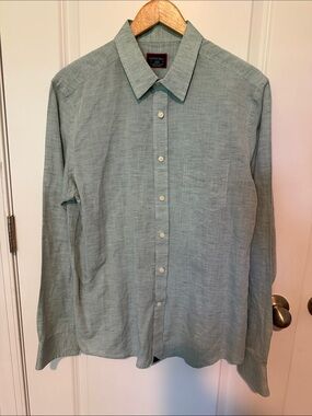 UNTUCKit Men's Seafoam Green Linen-Blend Button Down Shirt